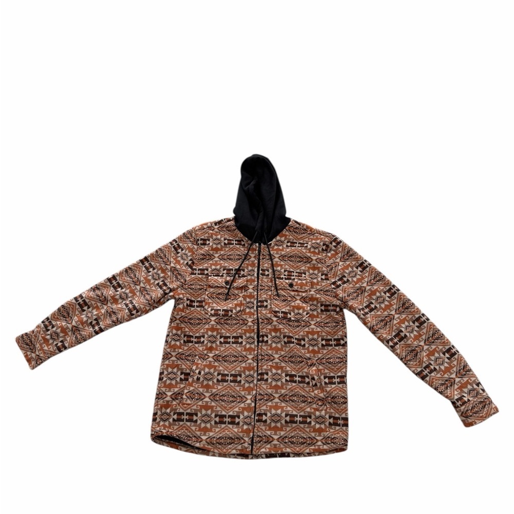 Distortion Men's Plaid Faux Shearling Lined Hooded Jacket Size L NWT